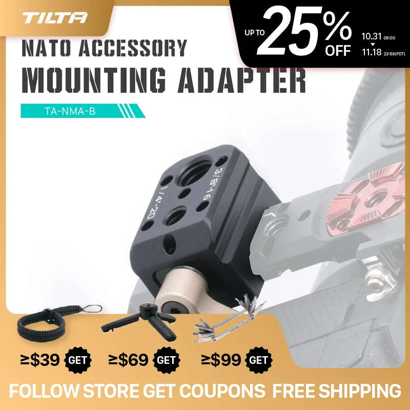 Adapter montażowy akcesoriów TILTA TA-NMA-B NATO - czarna klatka kamery — zdjęcie produktu 1
