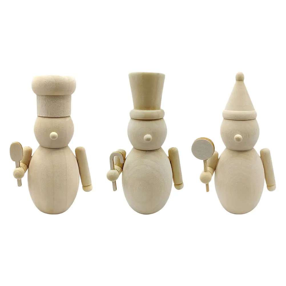 Conjunto de 3 Quebra-Nozes de Madeira Simples Feitos à Mão, Fáceis de Pintar, Perfeito para Decorações de Feriado e Projetos Artísticos Festivos