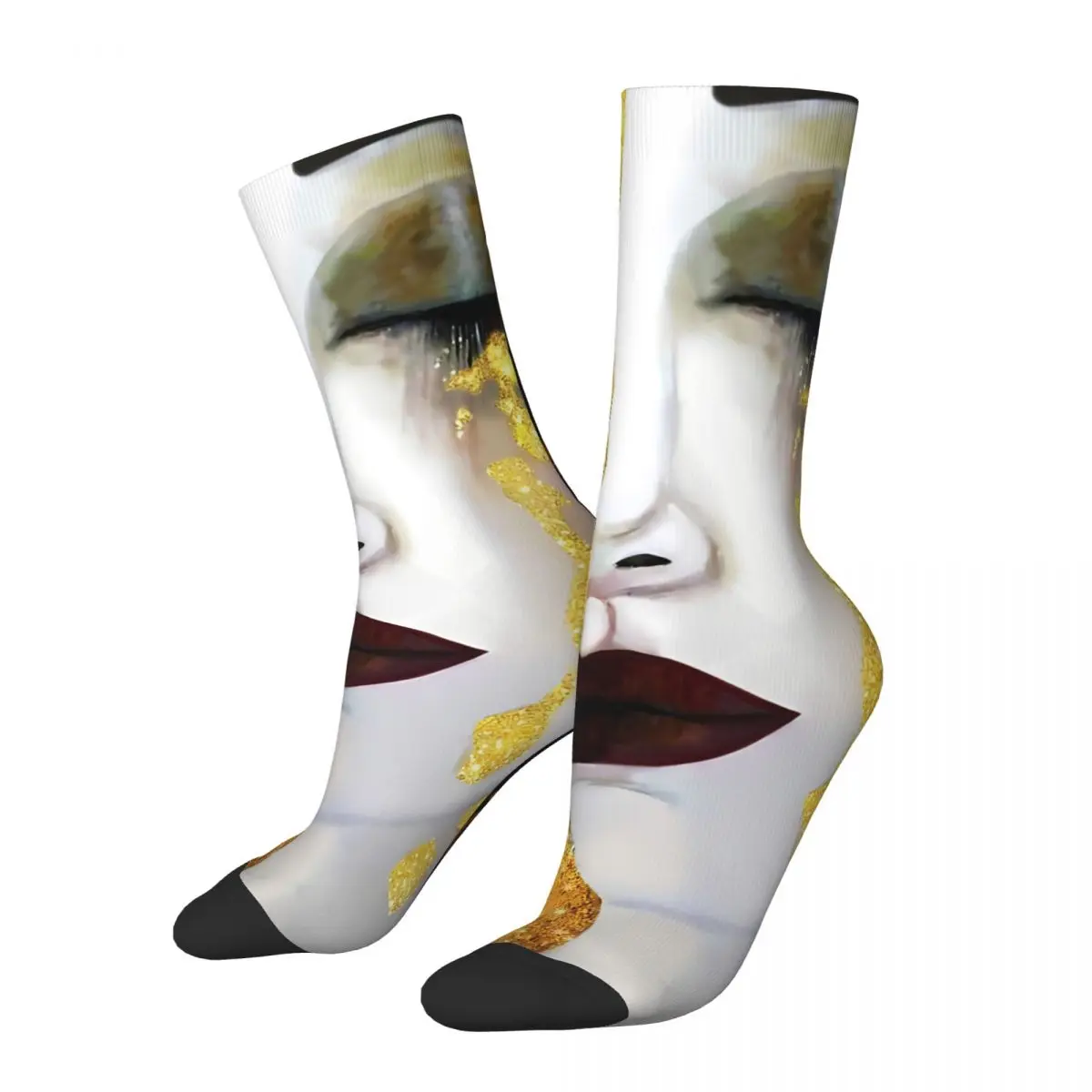 Funny Crazy Sock for Men Golden Tears Hip Hop Harajuku Gustav Klimt Patting Art Happy Breathable Pattern Printed Boys Crew Sock