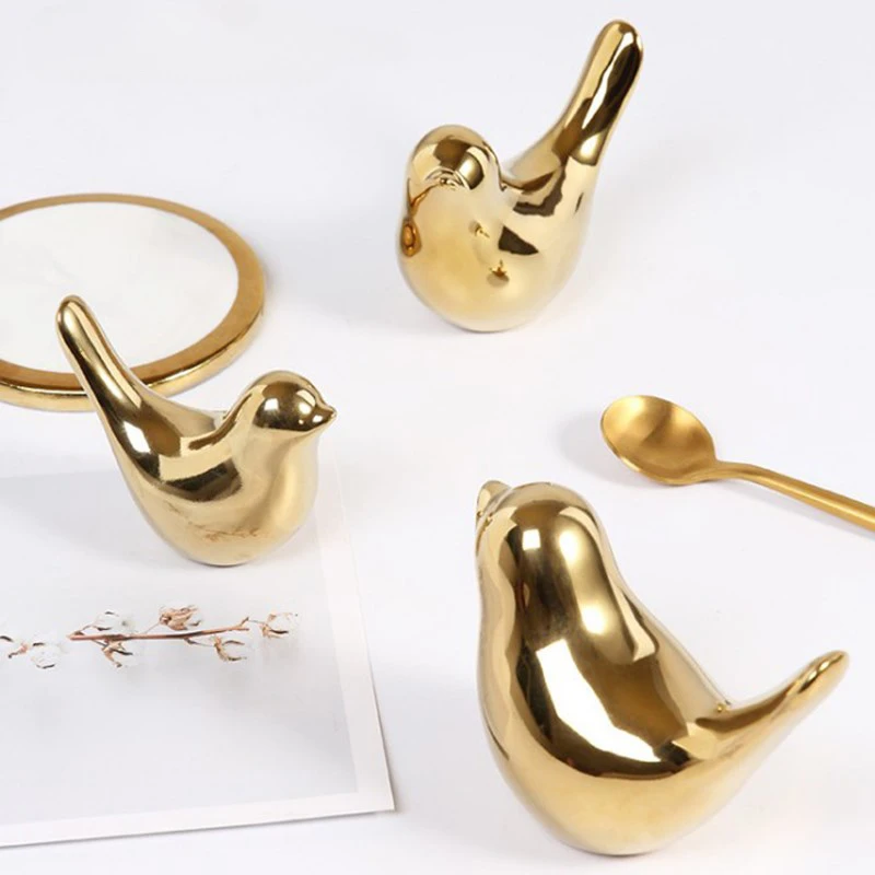 Vogelbeeldje 4 maten Noordse keramische gouden dierenstandbeeld sieraden woondecoratie woonkamer tafeldecoratie sculptuur ornament