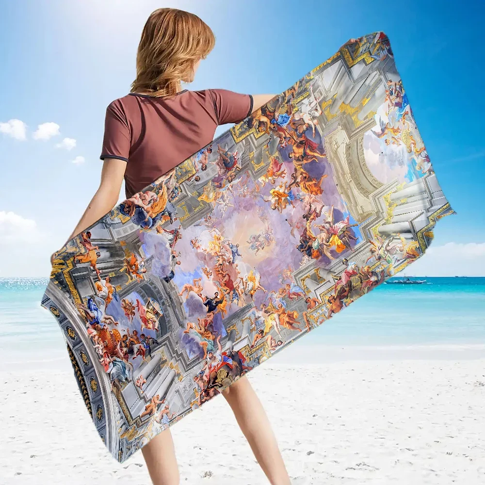 

Fashion Quick Dry Towel for Fitness Large Cotton Beach Towel Man Baroque Art Home Sport Towels Microfiber Sauna Cloth Absorbent