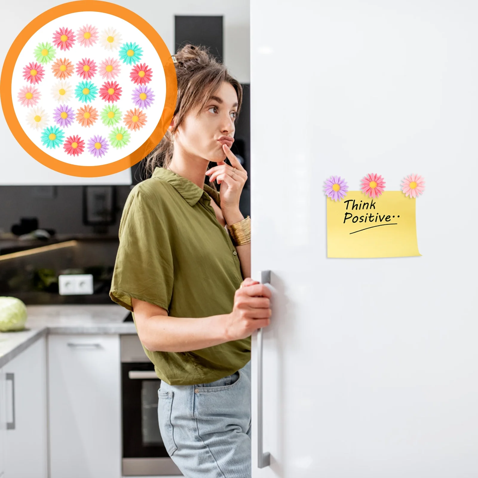 

Daisy Flower Refrigerator Stickers Aesthetic Fridge Magnets Colorful Magnetic Decoration