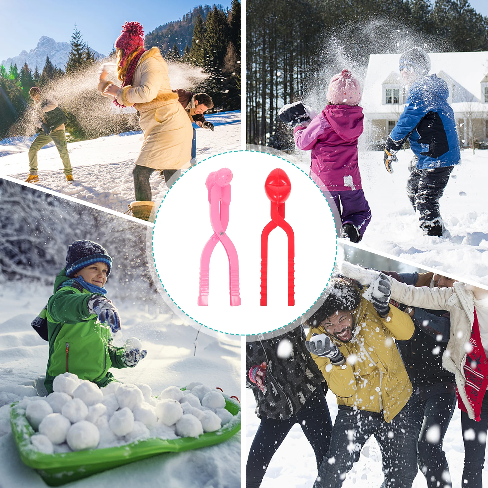 

2 Pcs Clip for Winter Plaything Outdoor Toys Shaper Plastic Maker Tool with Handle Snowballmakerset