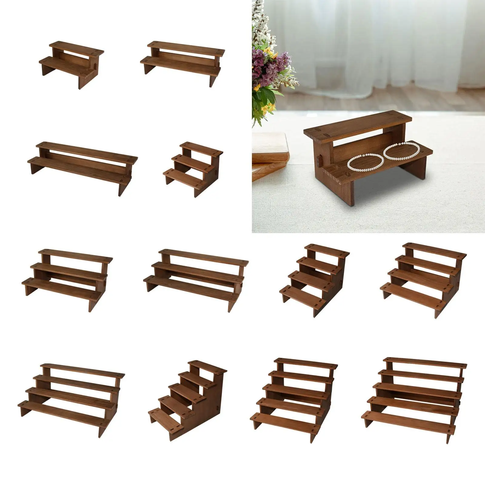 Wooden Display Riser Shelf Fashion Decoration Practical Jewelry Organizer Rack for Ornaments Toys Figures Dolls Restaurant