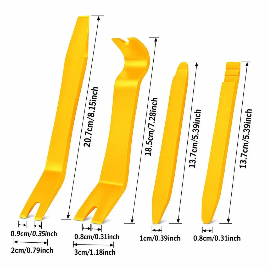 4-Piece Car Trim Removal Tool Set OEM-Grade Scratch-Free Plastic Pry Bars Door Panels Dashboard Molding Clips Fasteners
