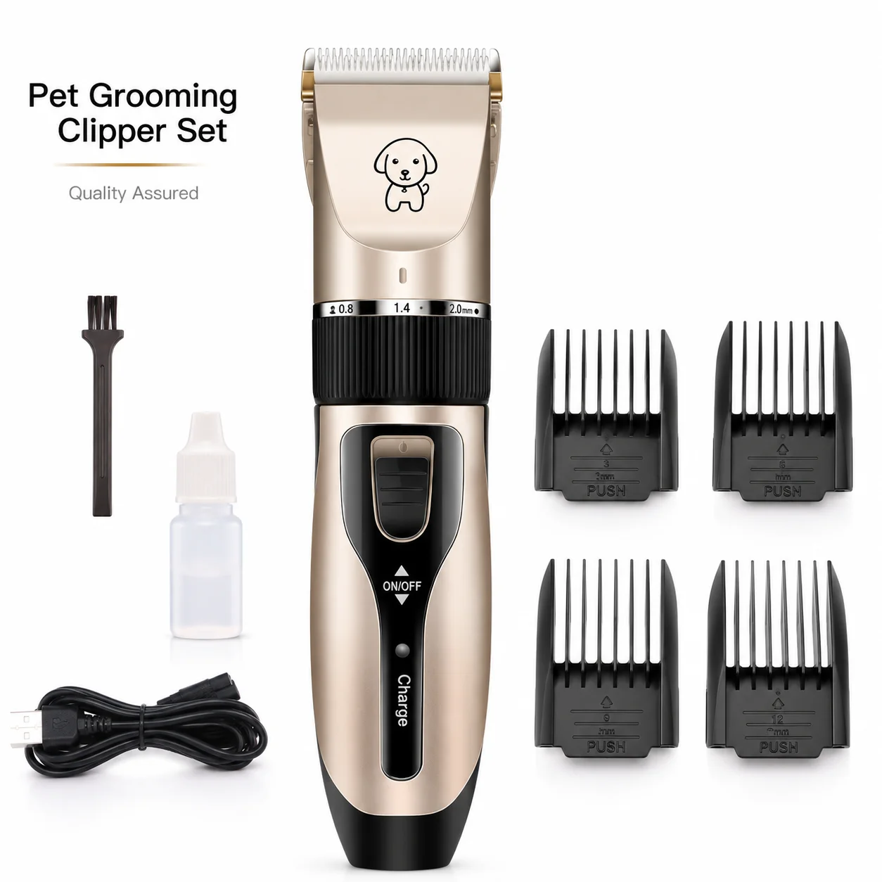 

USB Rechargeable Dog Grooming Clippers Professional Electric Pet Hair Trimmer Shaver Kit Safe Quiet Cordless for Dogs Cats Long