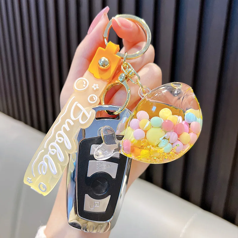 Ocean Elements Transparent Resin Box Colored Bead Whale Keychain UNISEX Backpack Decoration Keychain