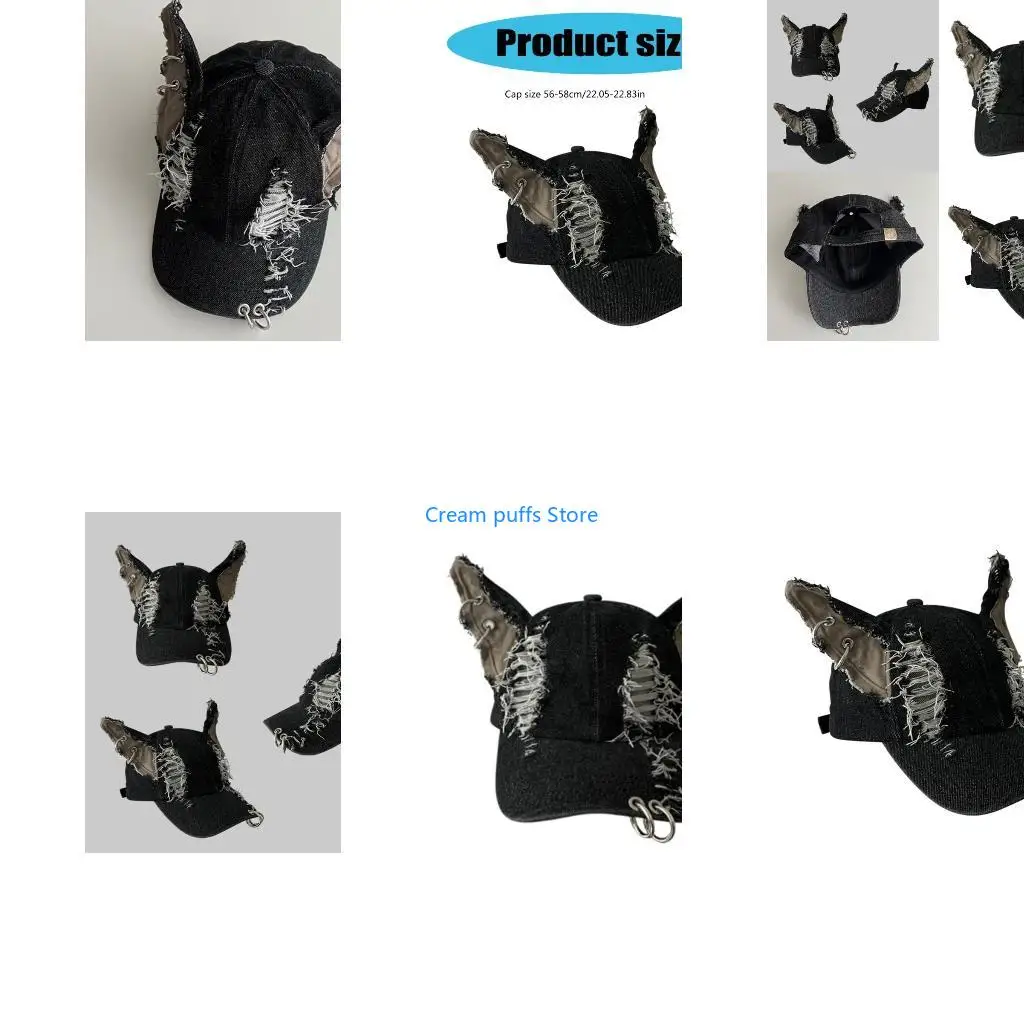 50LE Distressed Hat Subcultures Streetwear Hat Hiphop Hat Unisex Headwear for Adult