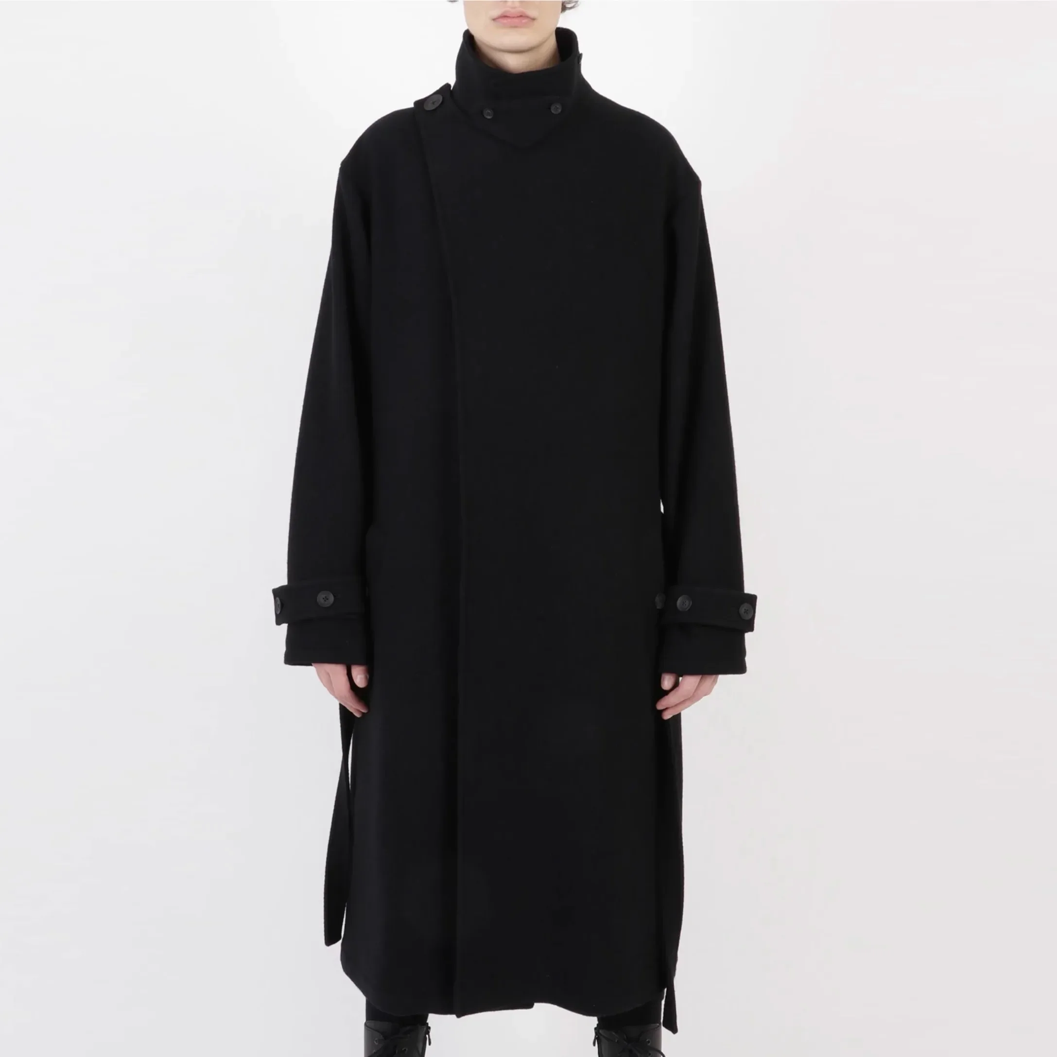 

YOJI OOAK WOOL COAT irregular thickened wool coat with long belt