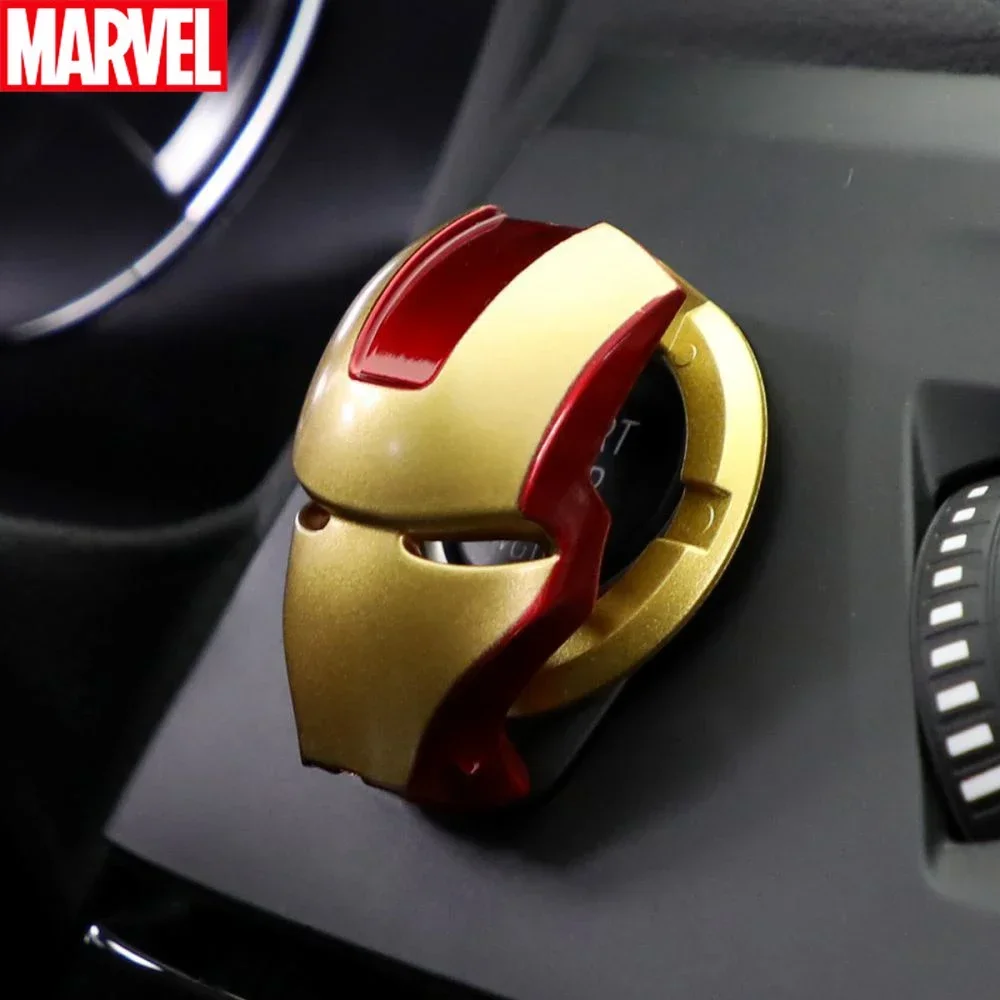 Anime Captain America Iron Man Car Engine Start Switch Button Cover protettiva Sticker Marvel Car Trim accessori Toy