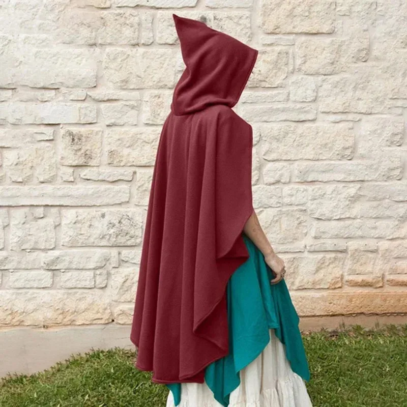 

Vintage Witch Hooded Cape for Women, Velvet Poncho, SteampuCOSda@