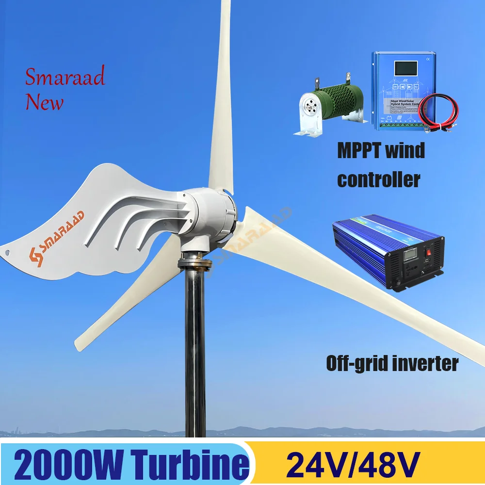 

Low Wind Start 2KW Horizontal Maglev Wind Turbine 3 Blades Free Energy Household Windmill High Energy Efficiency