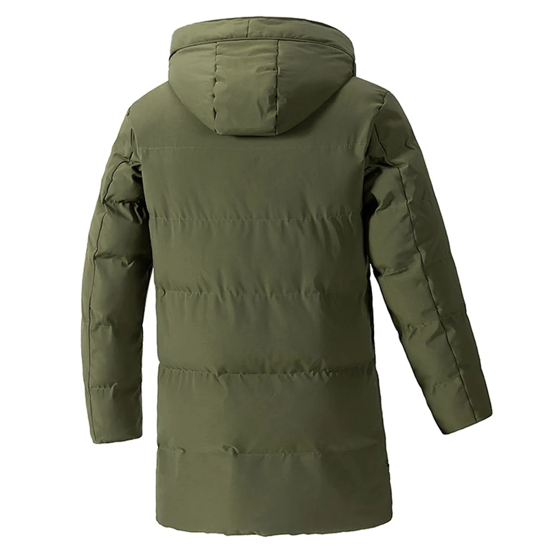 Inverno Nuovo Colore Solido Grande Tasca Parka Uomo 2024 Moda Tenere Al Caldo Vestiti di Cotone Per Il Tempo Libero Con Cappuccio Medio Lungo Stili Cappotti Uomo