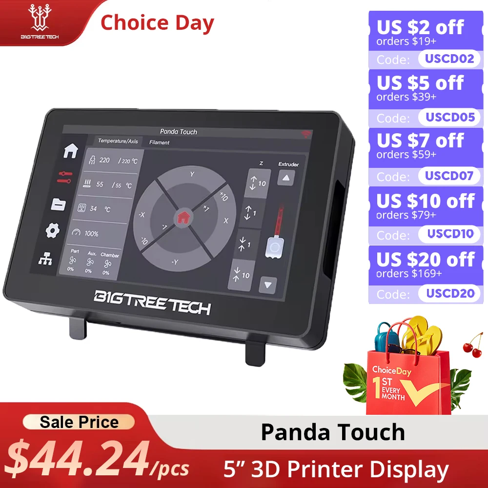 BIGTREETECH Panda сенсорный экран 5-дюймовый дисплей для Bambu Lab X1 P1 Plug & Play Custom UX &UI мультипринтер с беспроводным управлением 3D-принтер