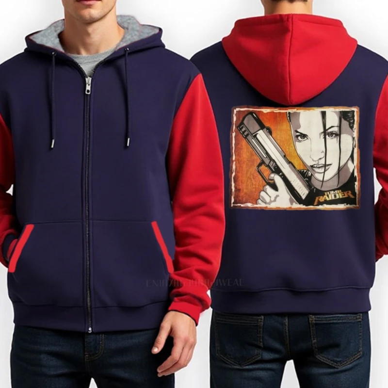 أنجلينا جولي تومب رايدر لارا كروفت الفن الأصلي تنفس حجم S إلى 4Xl 014653 العلامة التجارية الذكور أنيق الرجال الخريف السفر المطبوعة