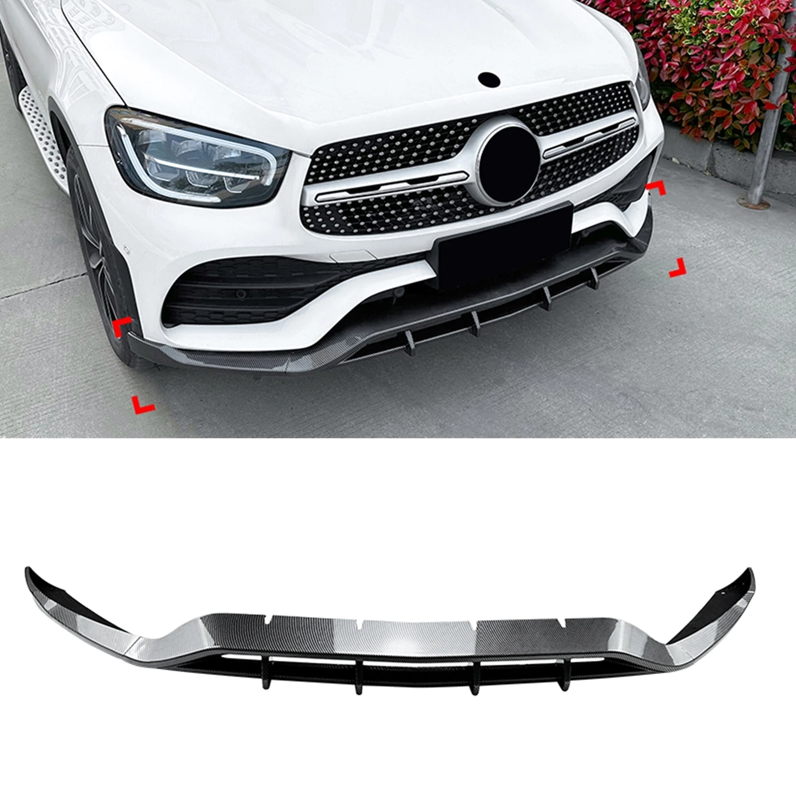 

For Mercedes Benz GLC Class X253 GLC200 GLC260 GLC300 2020 2021 2022 AMG Front Bumper Spoiler Lip Car Lower Splitter Blade Kit