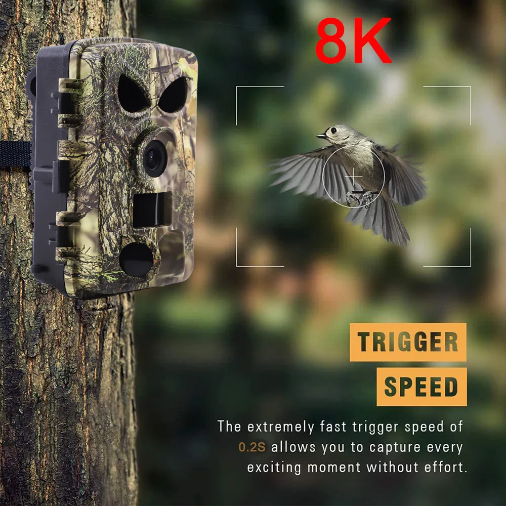 PR8000 Wifi Camera 8K 120 Motion 60MP Hunting Camera Wireless Wildlife Scouting Trail Trap for Night Vision Game Camera