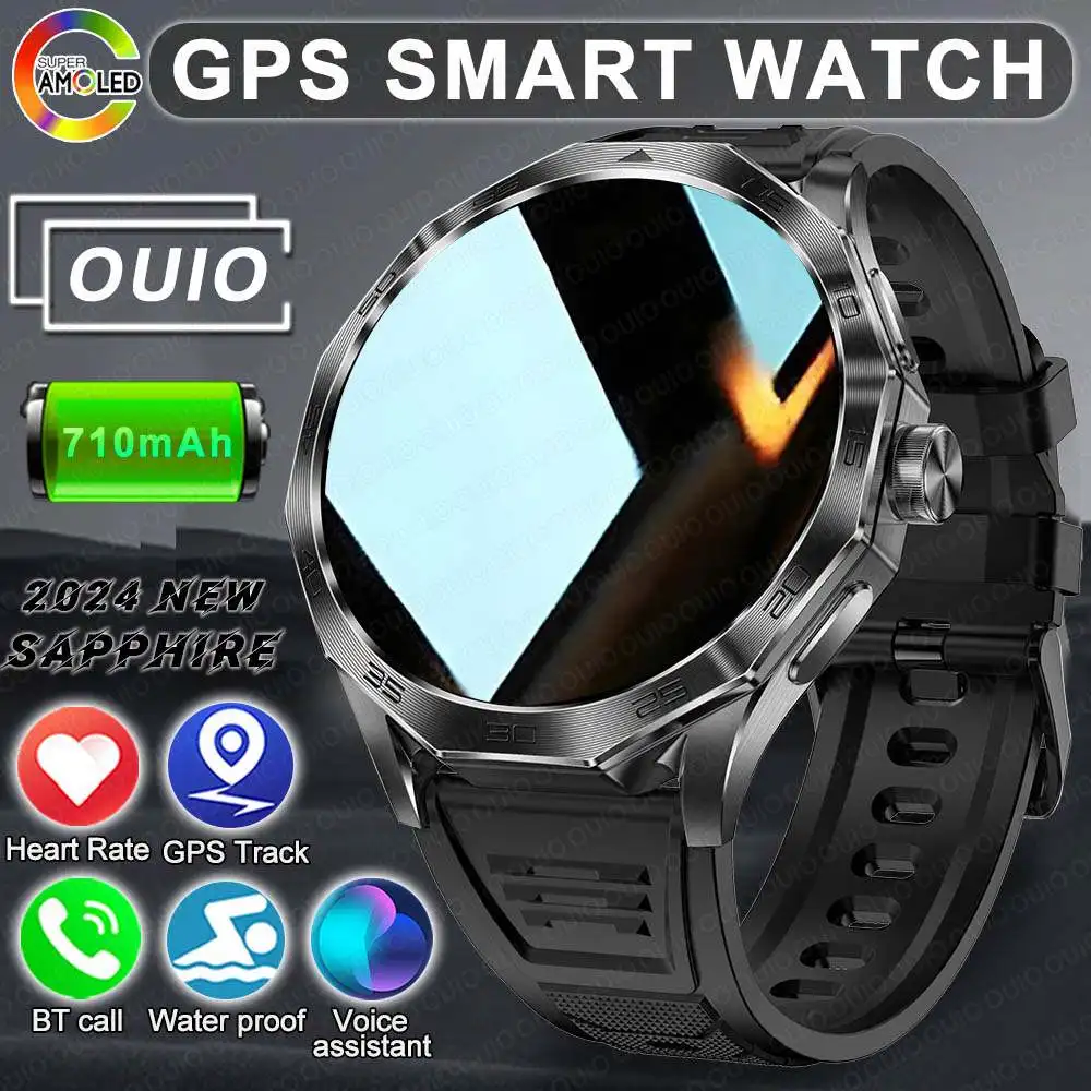 New Original For Huawei Xiaomi Smart Watch 710 mAh Battery GPS Sports Men 1.85-Inch HD AMOLED Screen Bluetooth Call Smart Watch