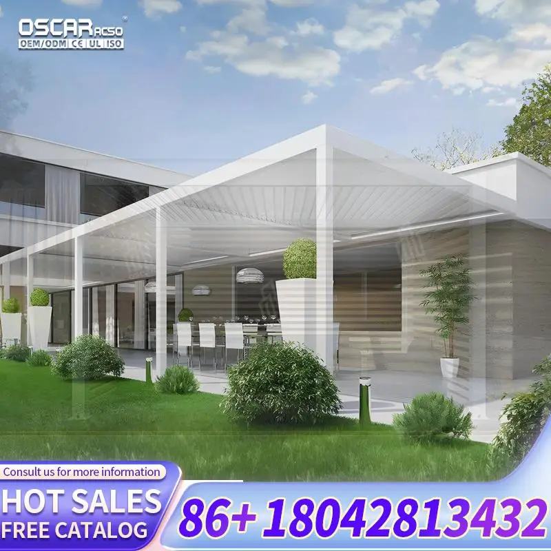 Outdoor Aluminium Pergola Roof System Waterproof Canopy High Quality Glass Door for Garden Patio Backyard pergola