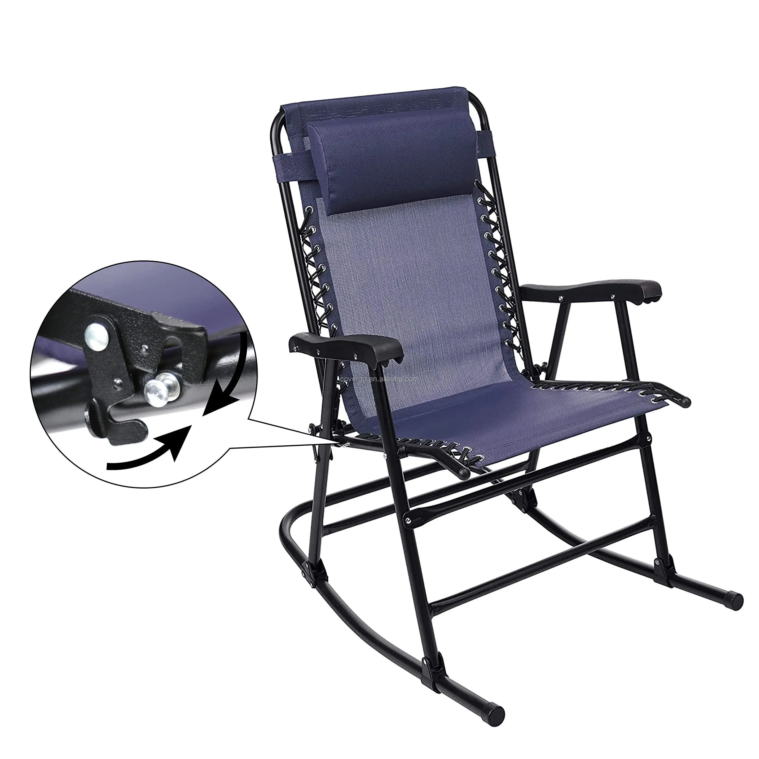

Adults Reclining Metal Mesh Patio Recliner Garden Metal Folding Zero Gravity Outdoor Rocking Chair With Headrest