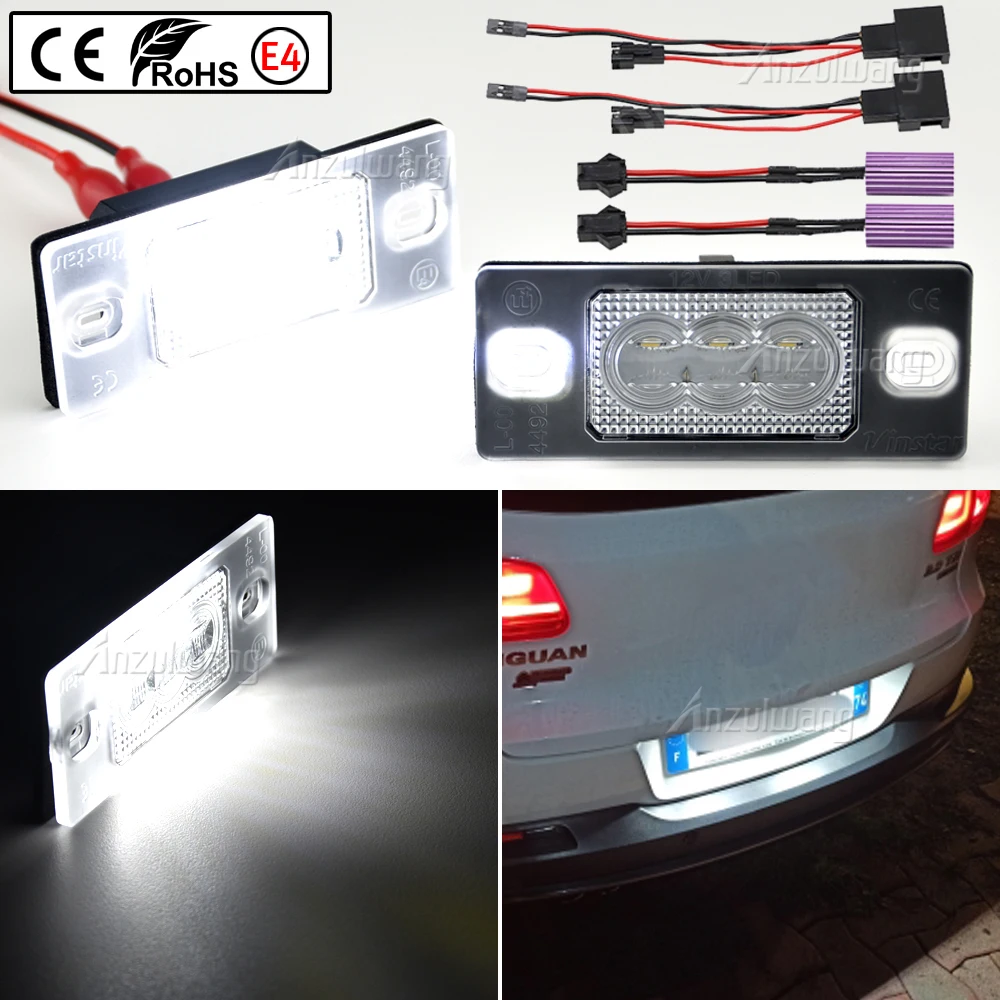 2pcs Canbus LED License Number Plate Light For VW GOLF Touareg Tiguan Passat(B5.5) 5D For Porsche Cayenne