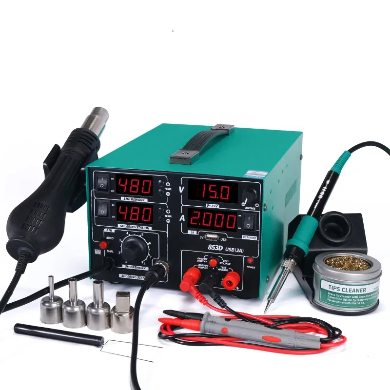 853D Intelligent Hot Air Gun Desoldering Station Power Supply Three-in-one 30V 5A Constant Temperature Electric Soldering Iron