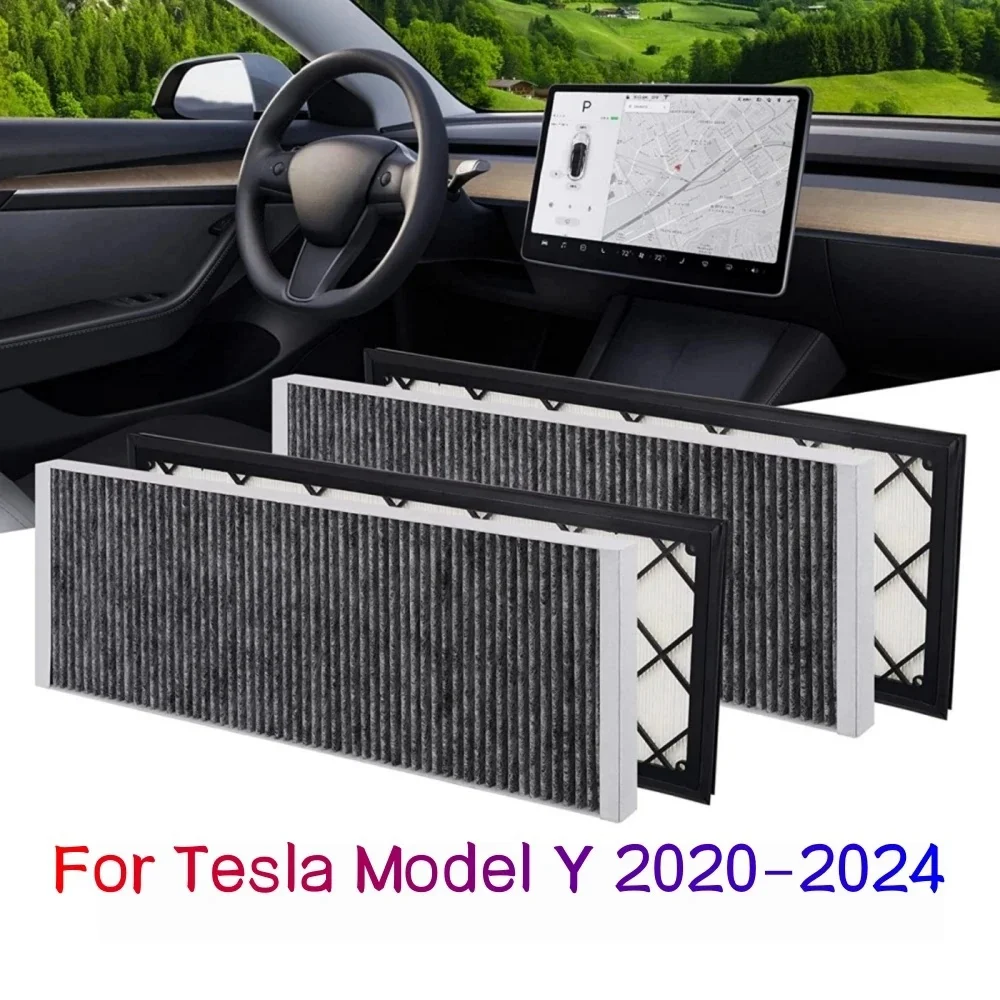 

For Tesla Model Y Cabin Air Filter HEPA Air Intake Filter Replacement with Activated Carbon for 2020-2024 Model Y Accessories