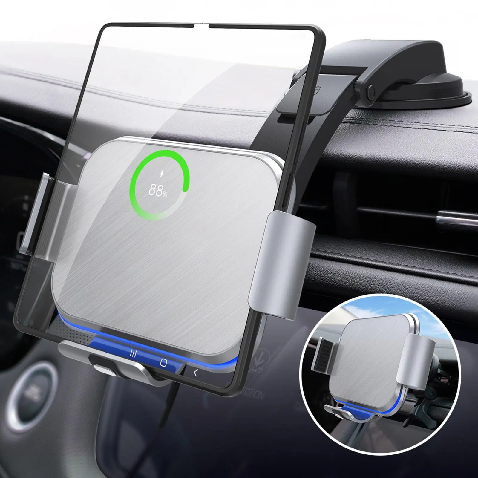 30W Car Mount Phone Holder Compatible For Samsung Galaxy Z Fold 4/3/13 Pro Max/11/12 Series Pixel 6/ S22 Ultra/S21 M5T8