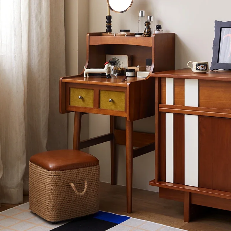 Retro solid wood master bedroom, bedside cabinet, small apartment desk, locker, makeup table, dresser
