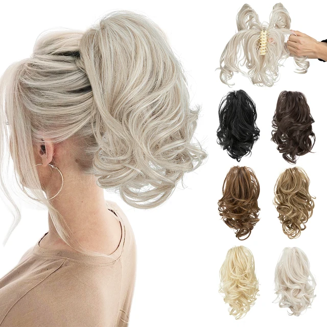 Premium Syntetyczny Diy Pazur Klip w kucyk Codziennego użytku Przedłużanie włosów Treska Kok Fałszywe blond włosy naturalne Fałszywy warkocz