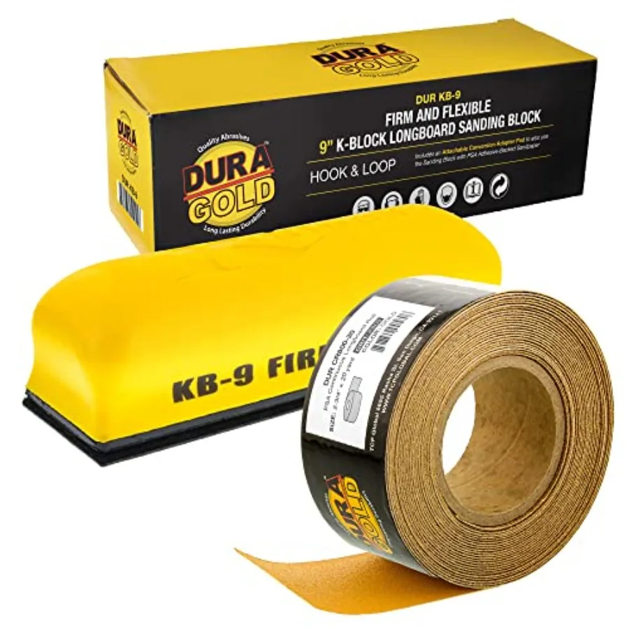 

Pro Series 9" K-Block Sander Firm and Flex Hand Sanding Block Pad with Hook and Loop Backing and PSA Adapter Pad and 800 Grit P