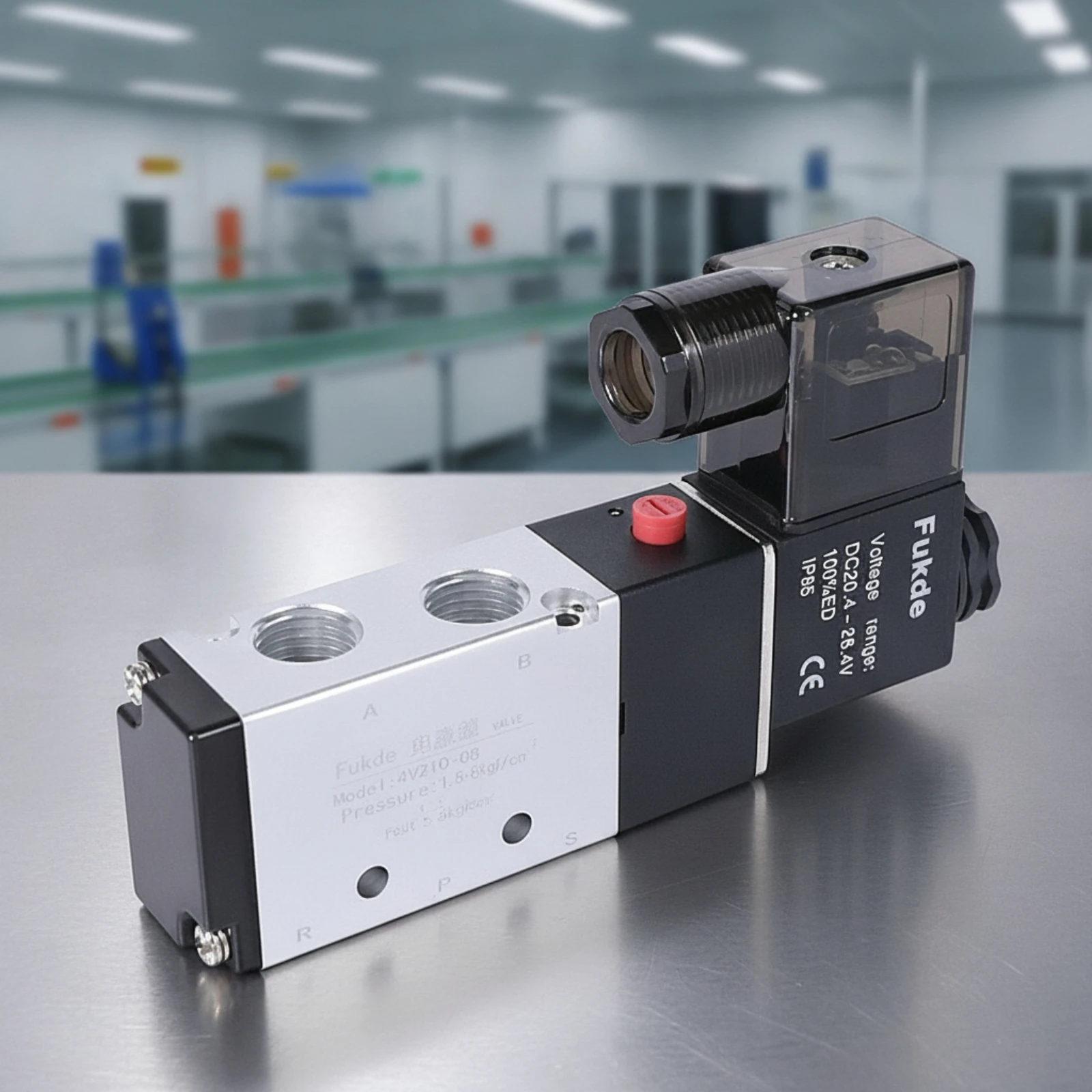 2-Position 5-Way Solenoid Valve Aluminum Alloy Solenoid Valve with Manual Button Threaded Compact for Automation Engineers