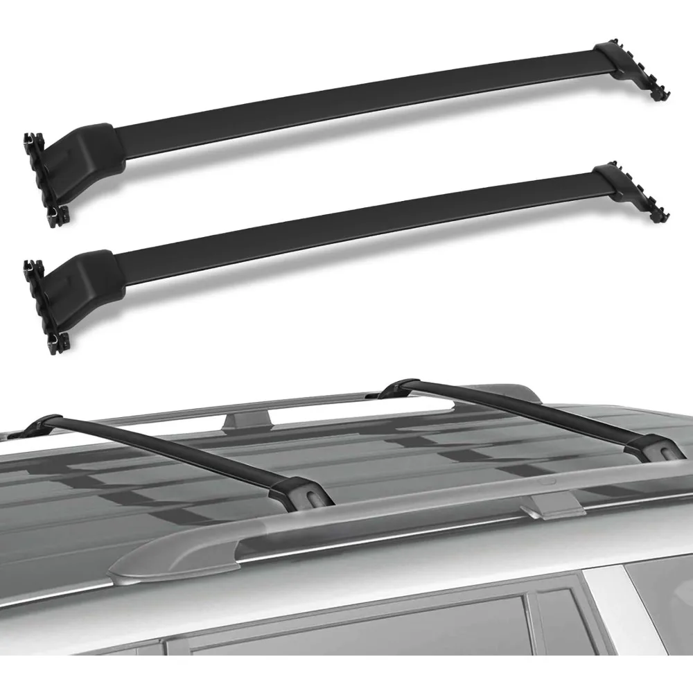 

Universal Aluminum Roof Rack Cross Bars for SUVs, Black Coated, Easy Install, 150LBS Load Capacity