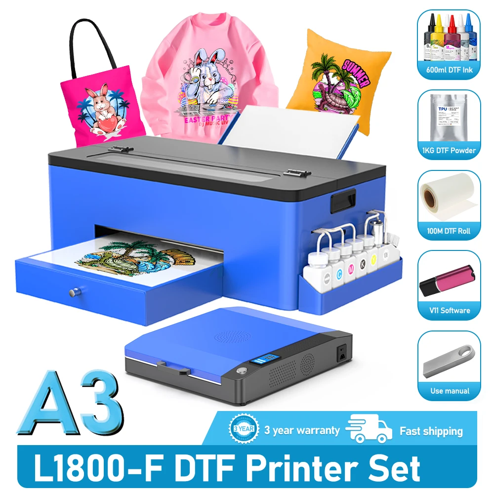 A3 DTF Printer DTF Printer L1800-F DTF Printer Transfer Printer with oven DTF T-shirt Printing Machine for Textile DTF Printer