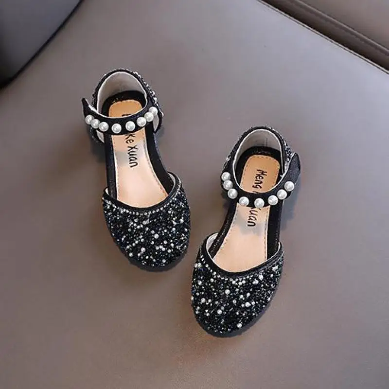 AINYFU Neue Mädchen Pailletten Flache Sandalen Kinder Mode Perle Wohnungen Hochzeit Schuhe kinder Bling Prinzessin Nicht-slip sandalen