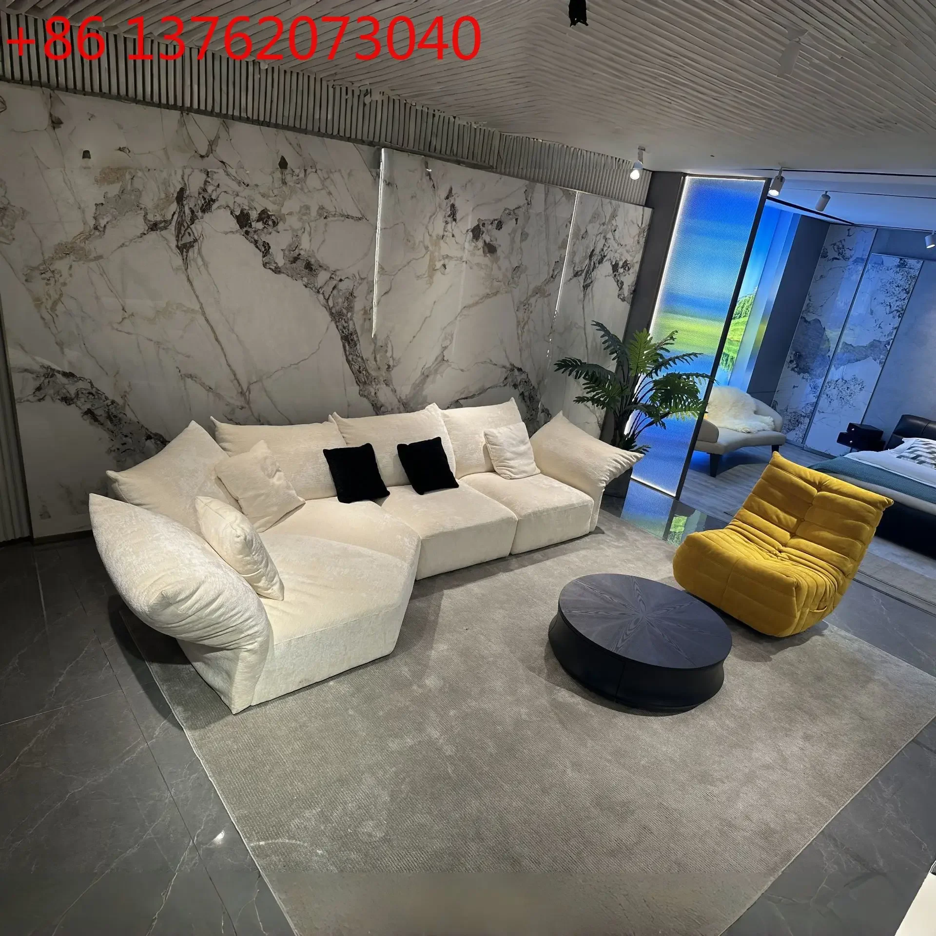 Nordic light luxury curved sofa living room modern simple beauty salon hotel design minimalist