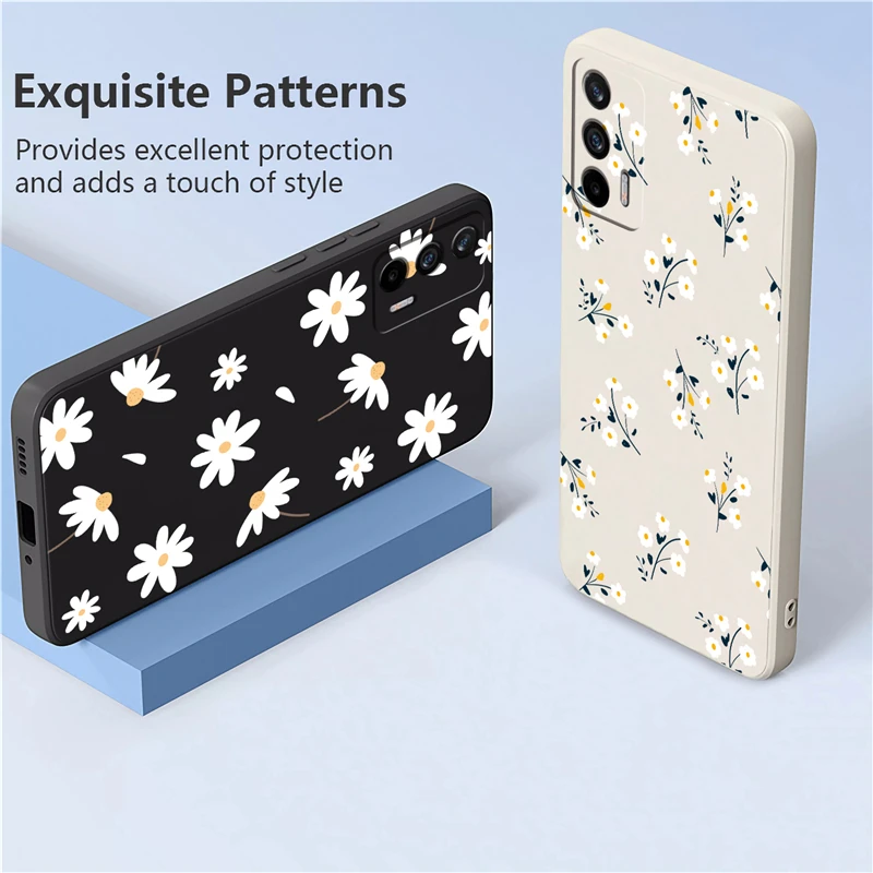 Painting Floral Design Case For OPPO Realme GT NEO 2 Mater X50 X7 Pro XT V11 V15 Liquid Daisy Flowers Cover