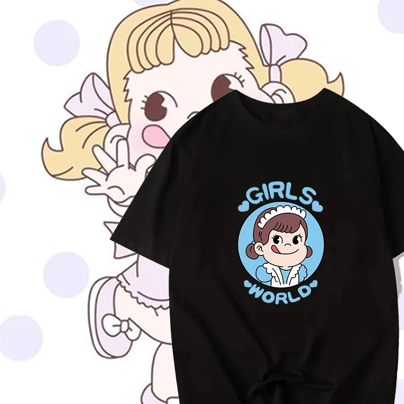 Camiseta Kawaii Peko PekoKawaii Fujiya, camiseta con estampado de dibujos animados de Japón Harajuku, Ropa divertida para Mujer, Ropa Harajuku para Hombre