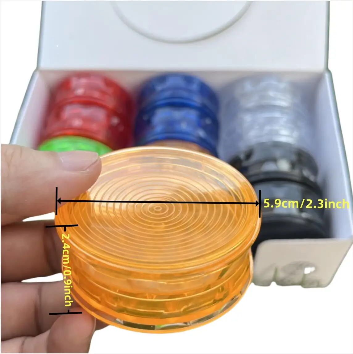 12Pcs/Pack 60MM 3 Layers Plastic Pepper Mill Spice Crusher Hand Muller Smoking Grinder Mixed Color