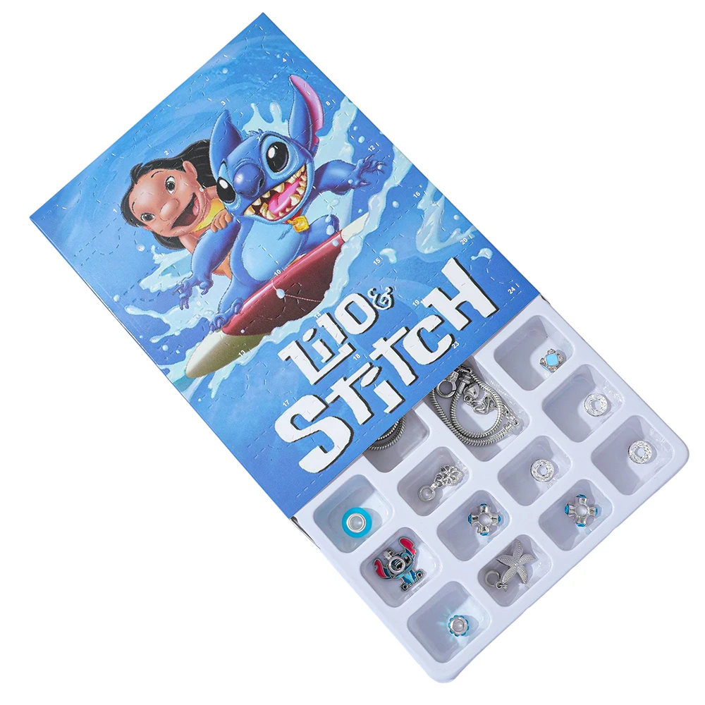 Caja ciega de Adviento con calendario de Lilo & Stitch de Disney, colgante de figura de Anime de punto DIY a la moda, juguete para regalo creativo para niñas
