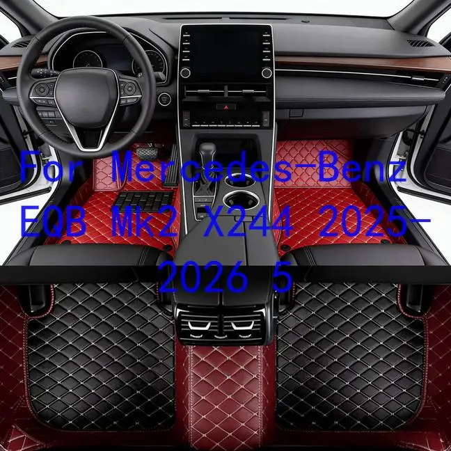 Tappetini per pavimento a copertura totale personalizzati per Mercedes-Benz EQB Mk2 X244 2025-2026 5 versione cambio manuale e automatico elettrico, in pelle PU, diamantati, impermeabili, antiscivolo,