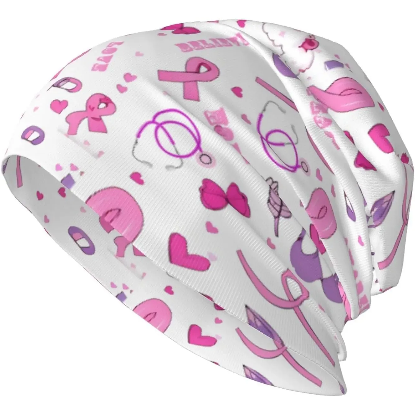 Breast Cancer Awareness Beanie,Soft Warm Skull Cap Stretchy Knit Hat Sport for Men and Women