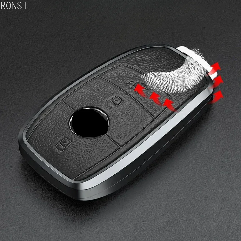 Aluminum Alloy Leather Car Remote Key Cover Case For Mercedes benz A C E S G GLS CLA Class W213 W177 W205 W222 X167 W177 AMG