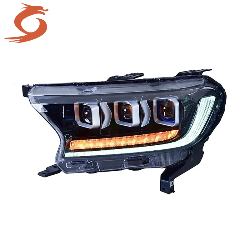 For Ford Everest 16-19 LED Headlight Assembly For Ranger Retrofit LED Running Water Steering Daytime Running Light LED Lens