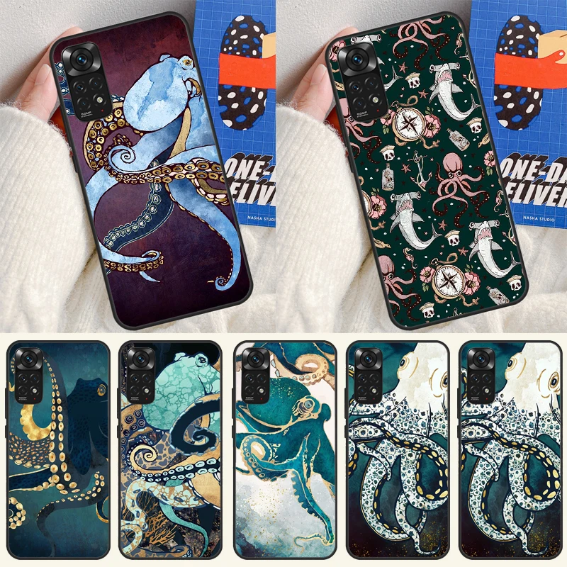 Marine Life Ocean Octopus Case For Xiaomi Redmi Note 13 Pro 14 12 11 9 10 9S 10S 11S 12S Redmi 14C 13C 10C 12C Cover