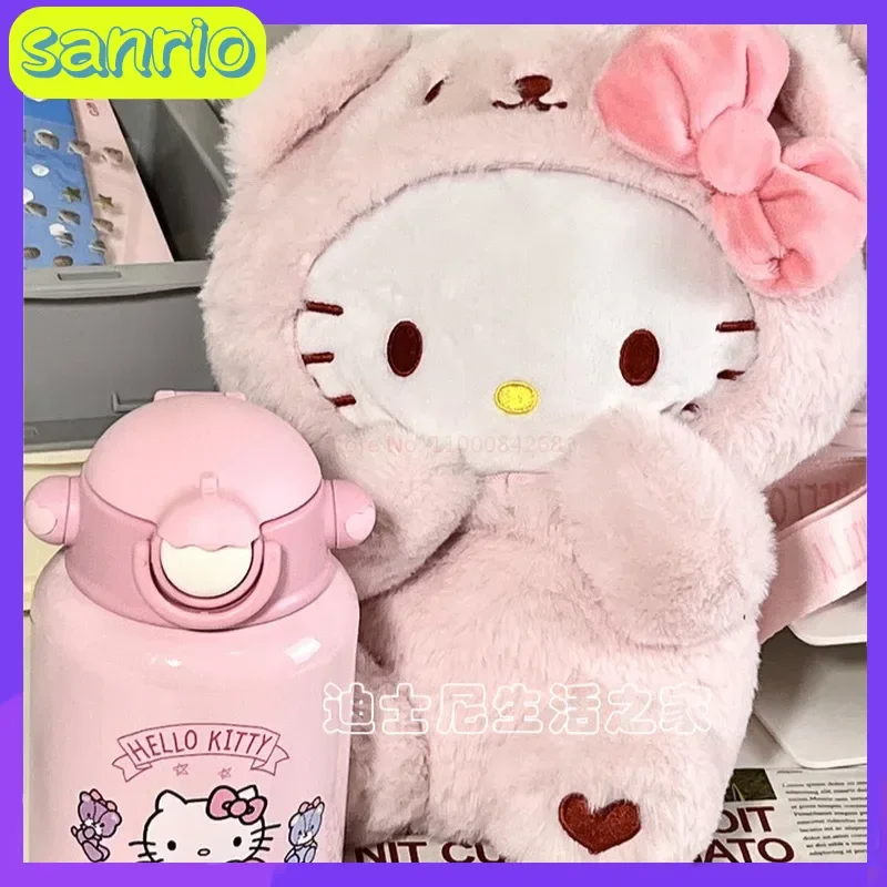 

500ml Kawaii Sanrio Insulation Cup 316 Steel Cute Doll Quilt Cover Anime Hellokittys Outdoor Children Portable Straw Water Cup