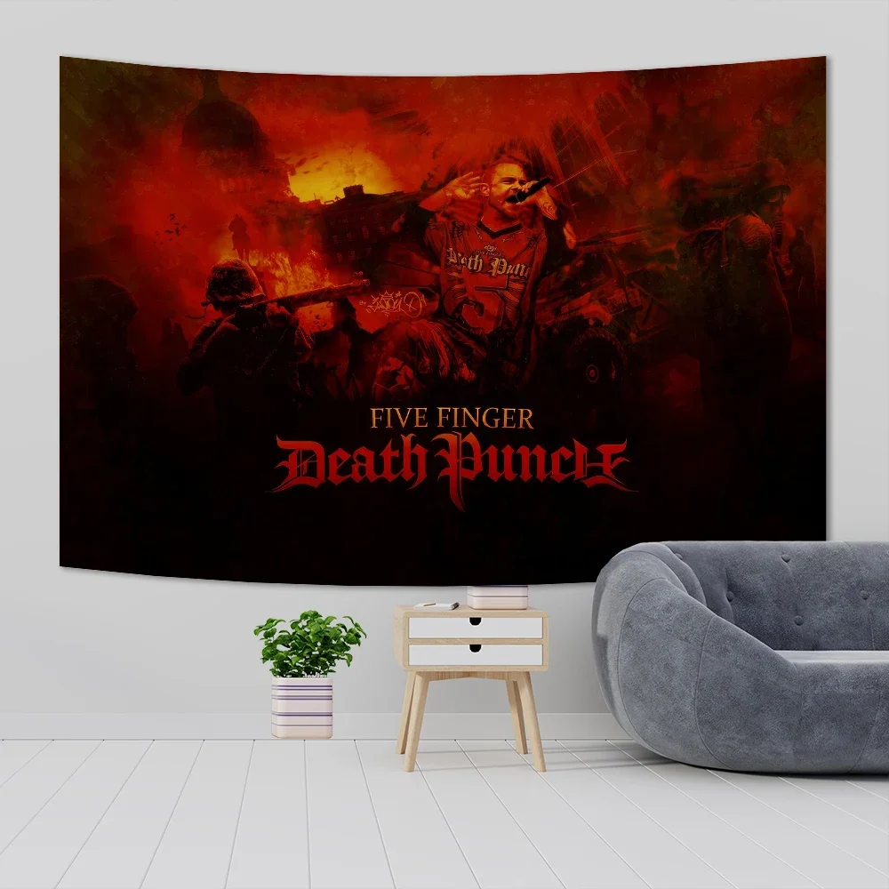 American Metal Rock Band F-Five Fingers Tapestry Death Punchs Home Decor Aesthetics Wall Hanging Dormitory Party Backdrop indien