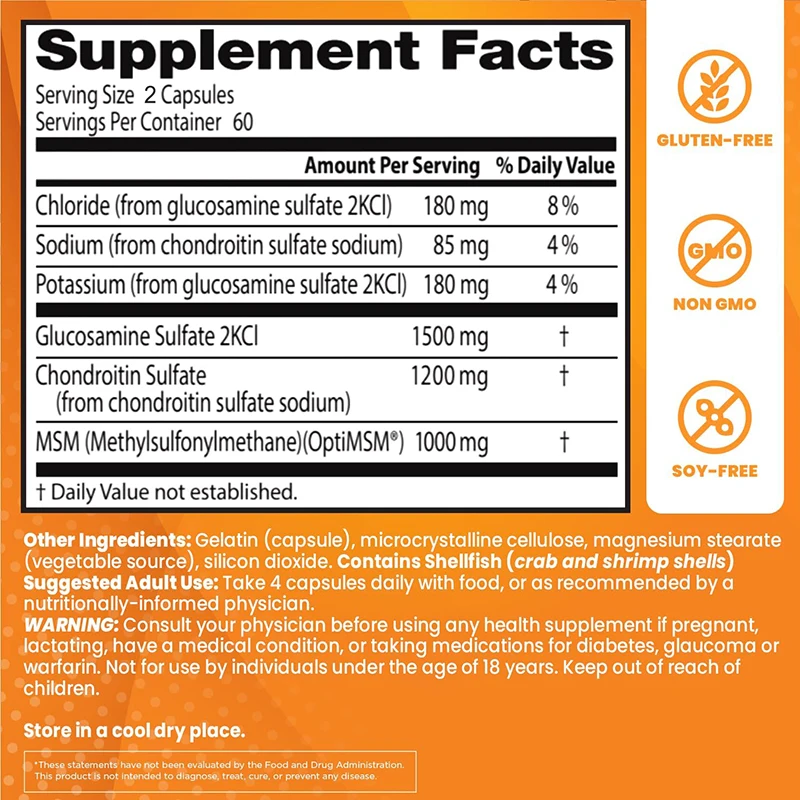 Glucosamine Chondroitin MSM with OptiMSM - Helps with Joint Mobility | Joint Support Supplement