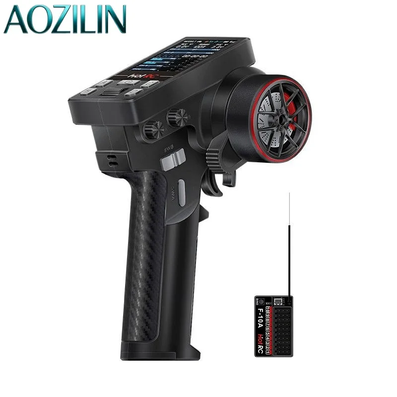 AOZILINHOTRC CT‑10B CT‑8B 10CH RC Transmitter, Color Screen Telemetry Radio with F08A Receiver for RC Car Boat Model Spare Parts