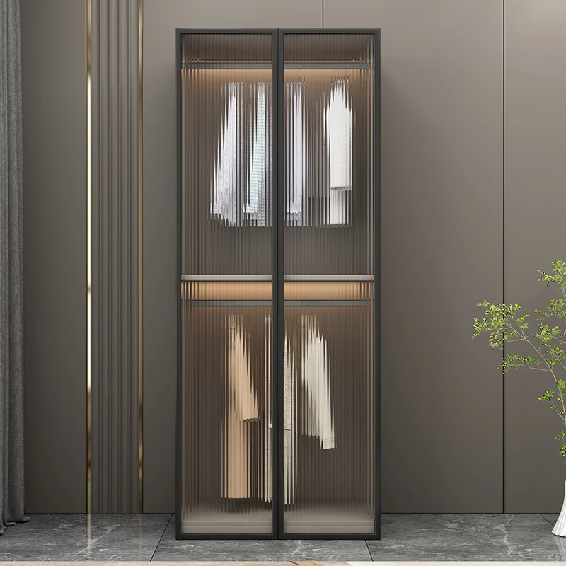 Glass Storage Small Wardrobe Solid Wood Children Double Door Wardrobe Cupboard Household Szafa Na Ubrania Bedroom Furniture image 2